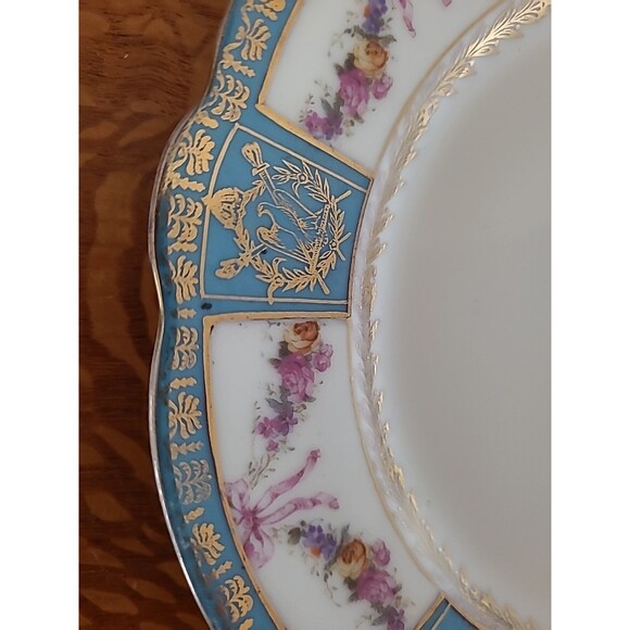 Porcelain Napoleon Cabinet Plate Gold Trim Crown Over N Mark - Picture 3 of 8
